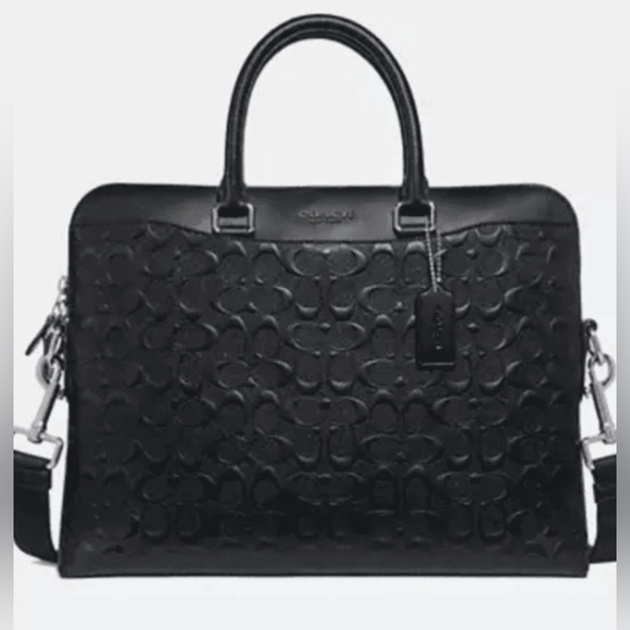 Coach Other - Coach Embossed Black Leather Briefcase